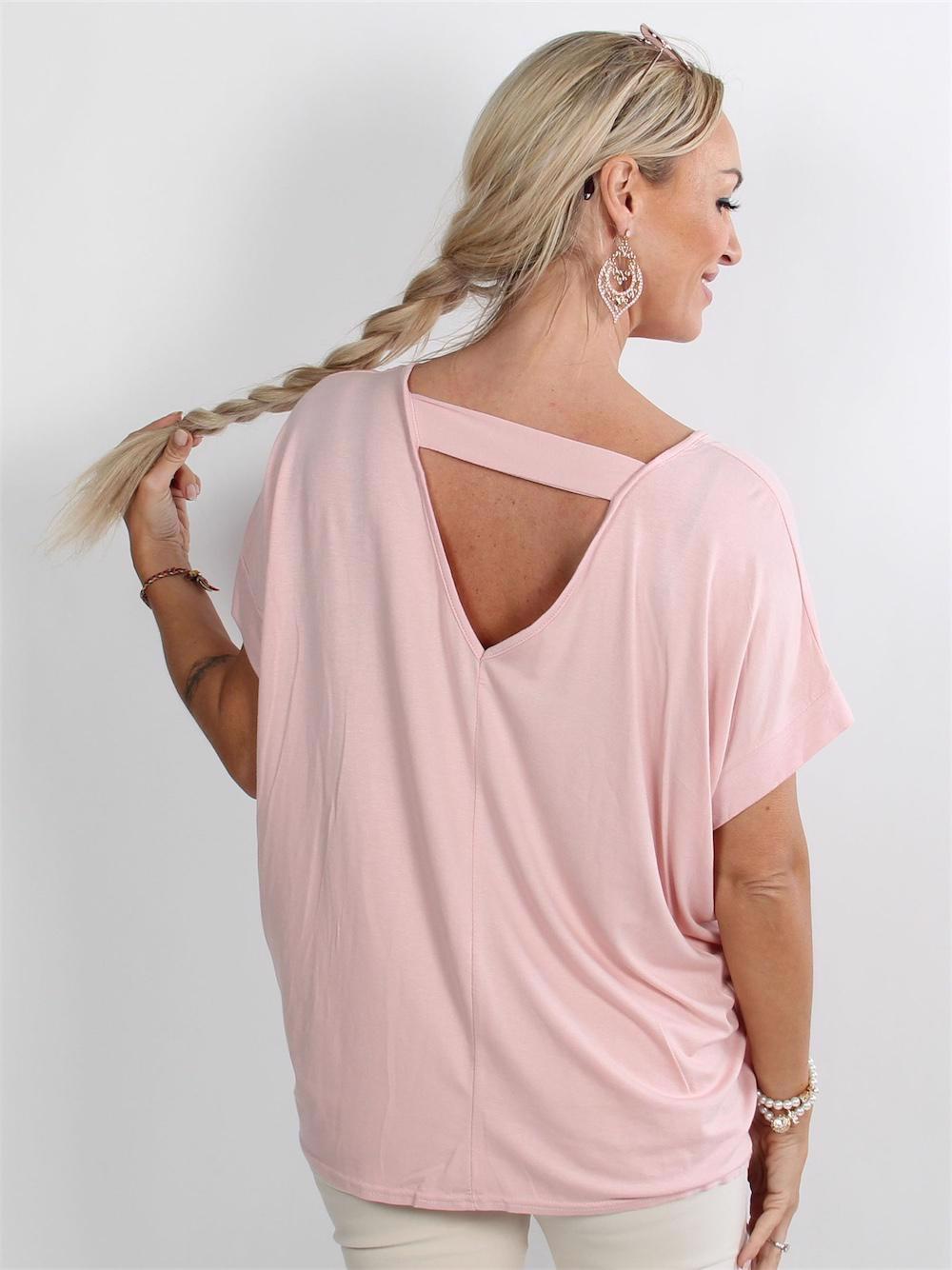 Elodie - Armygrøn t-shirt med lille V i ryggen